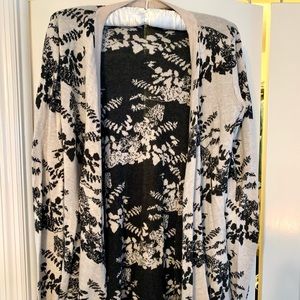 Stone and Black Floral Belldini Open Front Cardigan